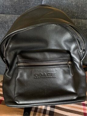 Coach Black Leather Men's Backpack